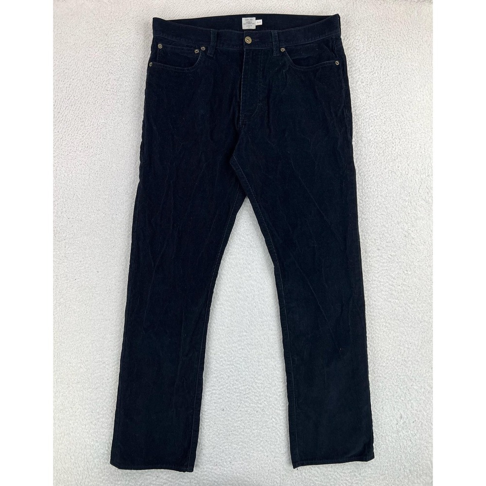 J.Crew Vintage Slim Straight Pants Mens 33x32 Black Corduroy Dark Wash Casual